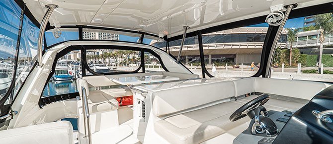 Captains area of a luxury yacht in San Diego