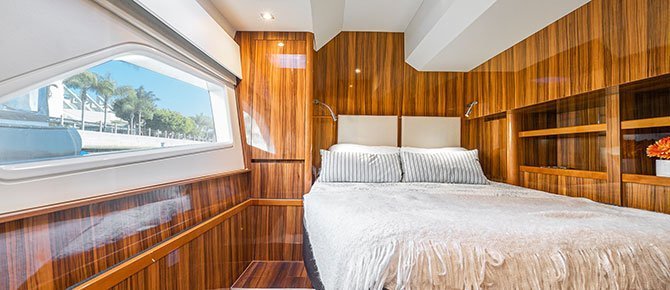 luxury bedroom area of Seaforth yacht