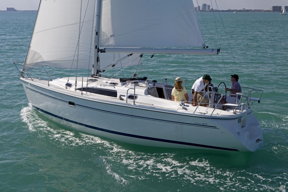 three people on a sailboat in San Diego
