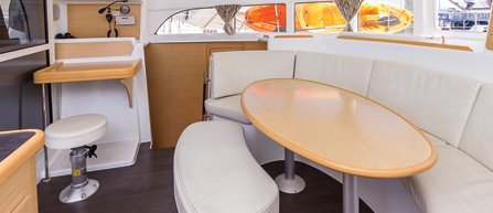 seating area of a yacht