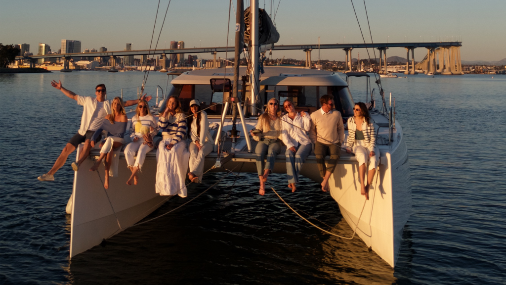 People aboard a sailboat, enjoying the water, courtesy of Seaforth Boat Rentals.
