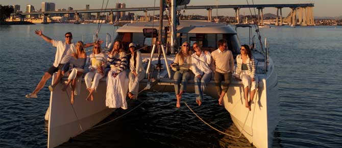 People aboard a sailboat, enjoying the water, courtesy of Seaforth Boat Rentals.